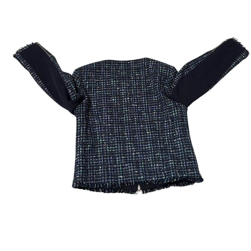 NWT Ted Baker Blazer - Size 8 - Teal Tweed w/ Zipper Details - Picture 3 of 16